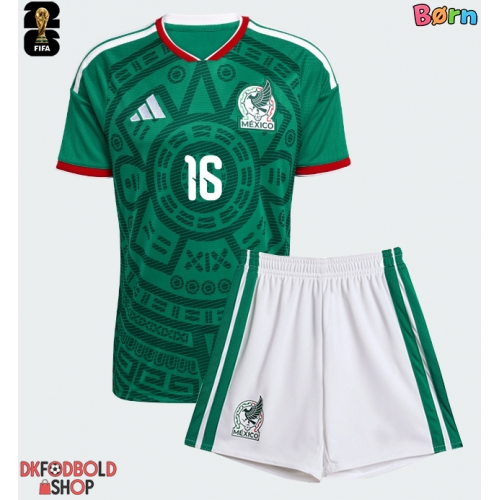 Mexico Julian Quinones #16 Hjemmebanesæt Børn VM 2026 Kort ærmer (+ korte bukser)